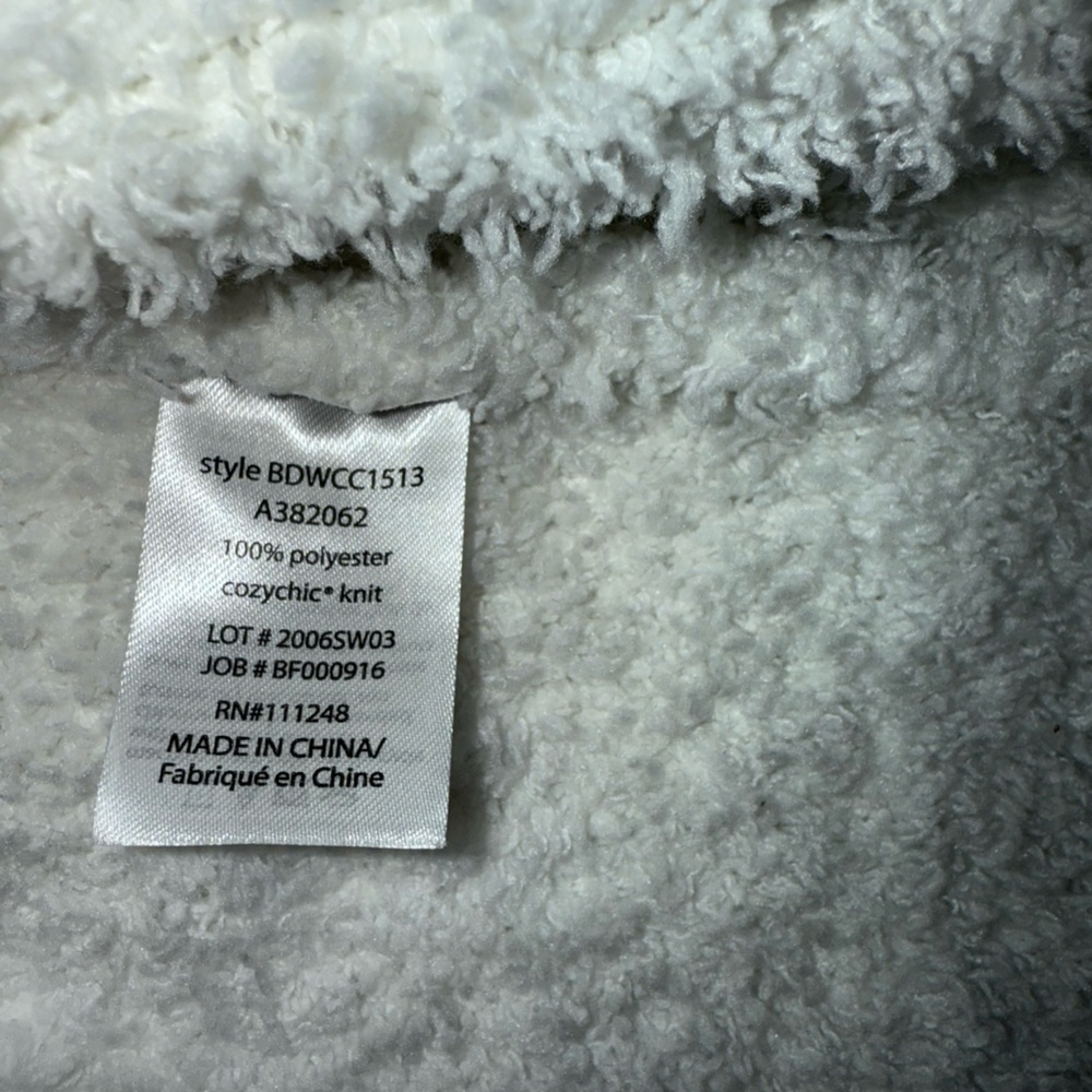 Barefoot Dreams Cardigan Womens Large White Excellent CozyChic Fringe BDWCC1513 - Picture 6 of 6